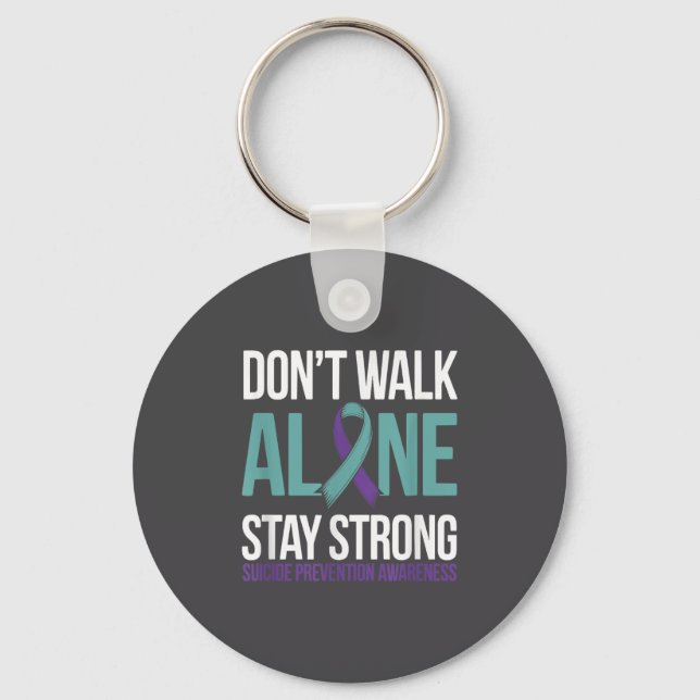 Suicide Prevention Teal Purple Ribbon Suprt  Keychain (Front)