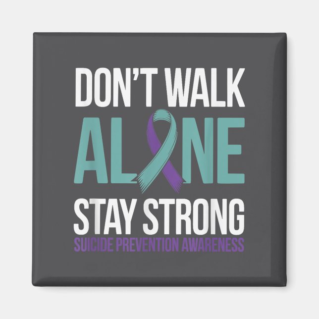 Suicide Prevention Teal Purple Ribbon Suprt  Magnet (Front)