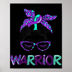 Suicide Prevention Warrior Messy Bun Suicide Aware Poster