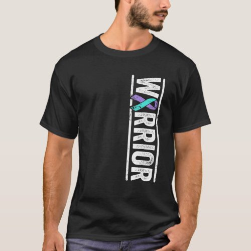 Suicide Prevention Warrior Sideways Awareness Ribb T-Shirt
