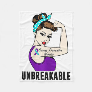 Suicide Prevention Warrior Unbreakable Perfect Str Fleece Blanket