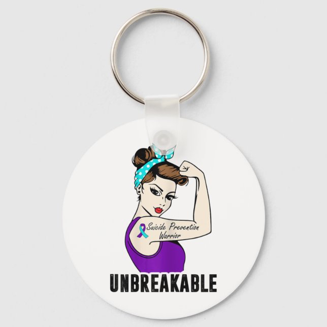 Suicide Prevention Warrior Unbreakable Perfect Str Keychain (Front)