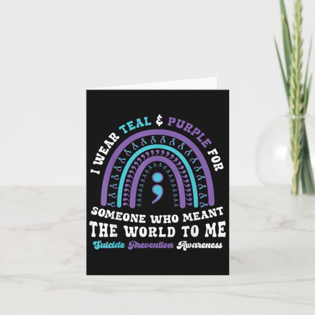 Suicide Prevention Wear Teal Purple Mental Health  Card (Front)