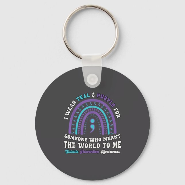 Suicide Prevention Wear Teal Purple Mental Health  Keychain (Front)