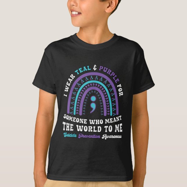 Suicide Prevention Wear Teal Purple Mental Health  T-Shirt (Front)