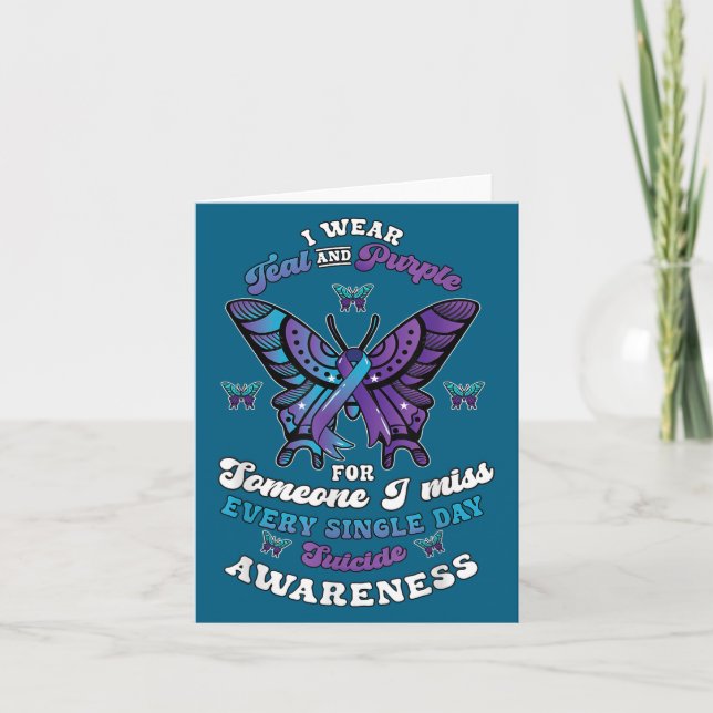Suicide Prevention Wear Teal Purple Someone I Miss Card (Front)