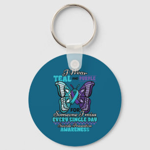 Suicide Prevention Wear Teal Purple Someone I Miss Keychain
