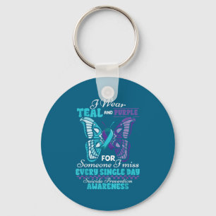 Suicide Prevention Wear Teal Purple Someone I Miss Keychain