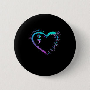 Suicide Prevention Week Dragonfly Heart Ribbon Sem Button