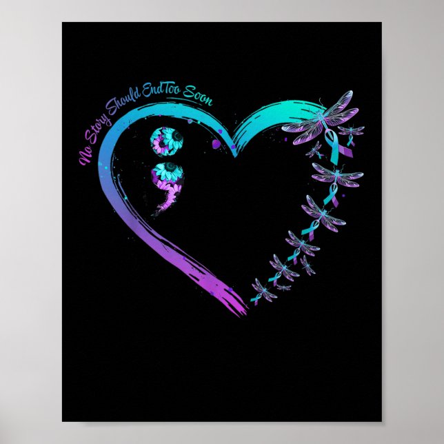 Suicide Prevention Week Dragonfly Heart Ribbon Sem Poster (Front)