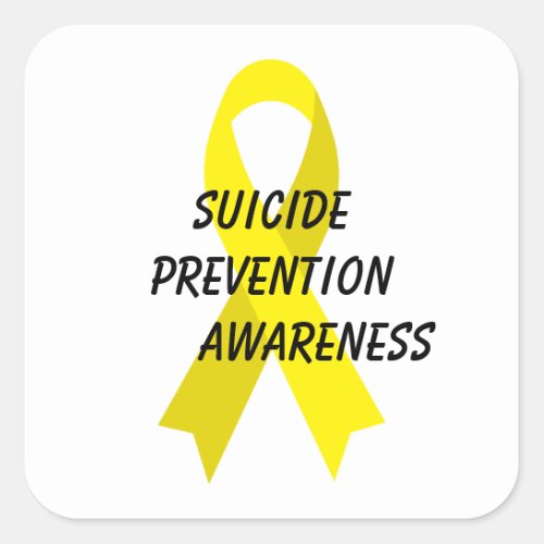 Suicide Prevention Yellow Awareness Ribbon by Janz Square Sticker