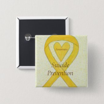 Suicide Prevention Yellow Awareness Ribbon Pins | Zazzle