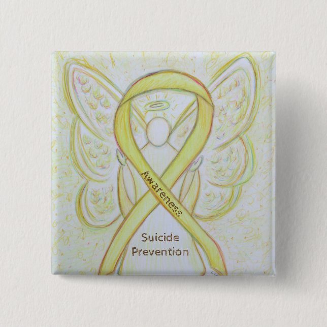 Suicide Prevention Yellow Awareness Ribbon Pins (Front)