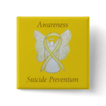 Suicide Prevention Yellow Awareness Ribbon Pins