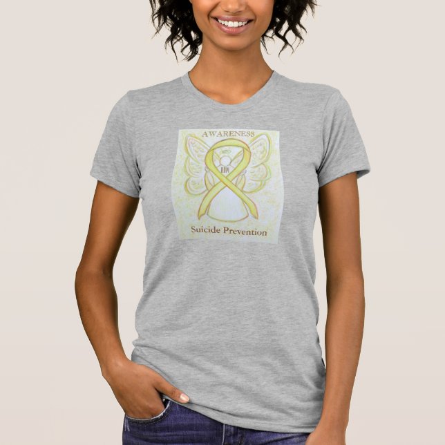 Suicide Prevention Yellow Awareness Ribbon Shirt (Front)