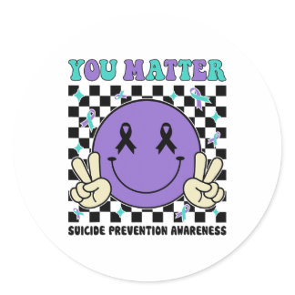 Suicide Prevention You Problem Teal Purple Suicide Classic Round Sticker