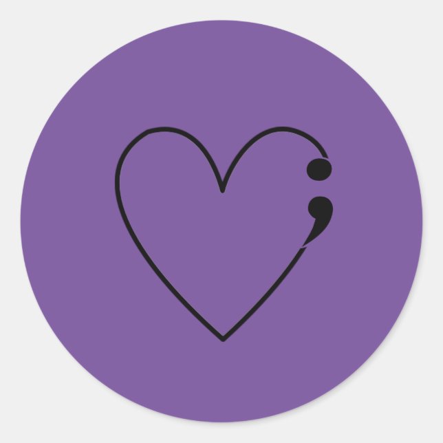 Suicide Semicolon Heart Stickers (Front)