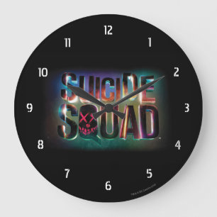 Suicide Squad Colorful Glow Logo Large Clock