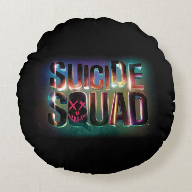 Suicide Squad | Colorful Glow Logo Round Pillow (Front)