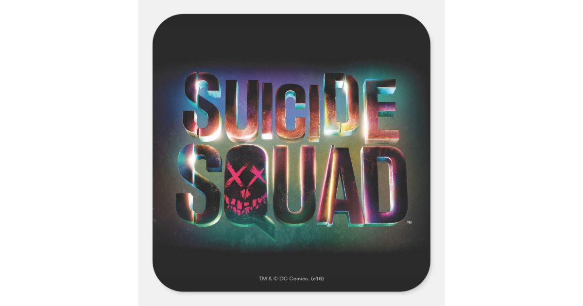 Suicide Squad Colorful Glow Logo Square Sticker Zazzle Com