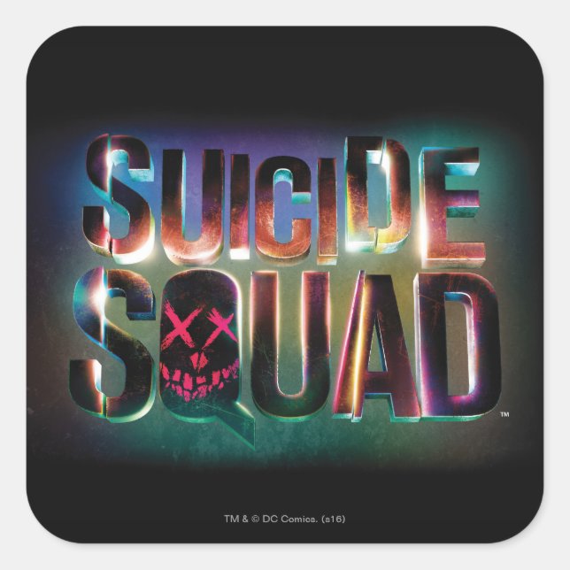 Suicide Squad | Colorful Glow Logo Square Sticker (Front)