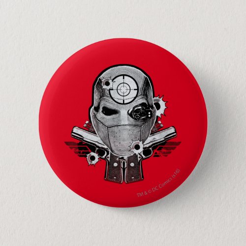 Suicide Squad  Deadshot Mask  Guns Tattoo Art Button