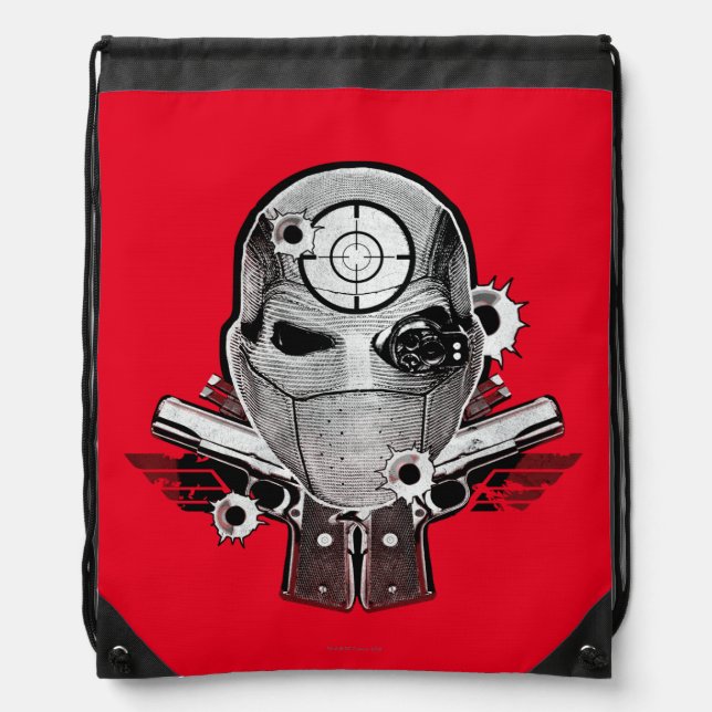 Suicide Squad | Deadshot Mask & Guns Tattoo Art Drawstring Bag (Front)