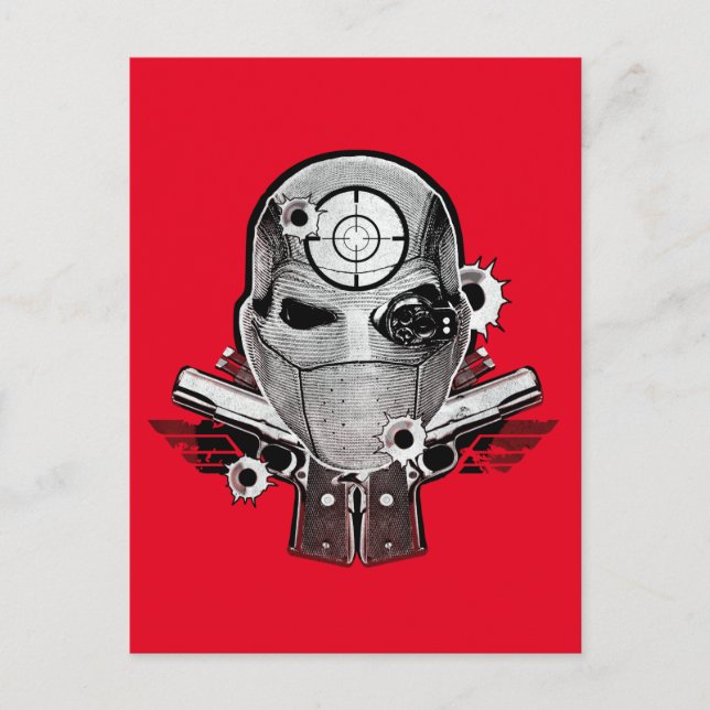Suicide Squad | Deadshot Mask & Guns Tattoo Art Postcard (Front)
