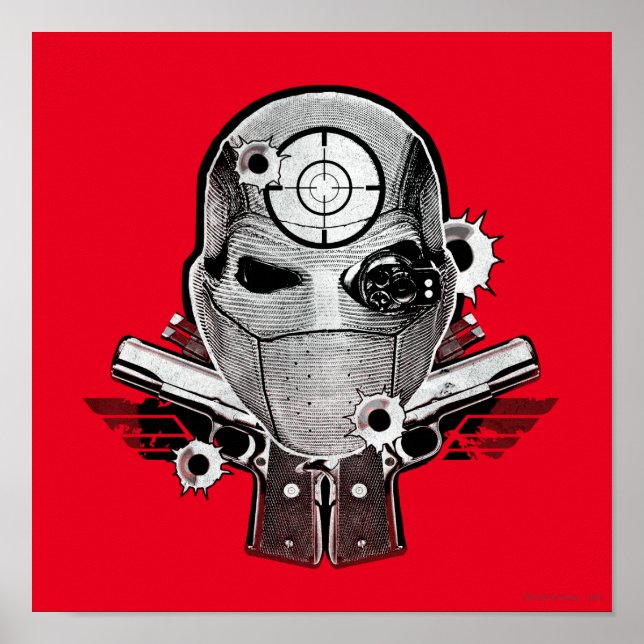 Suicide Squad | Deadshot Mask & Guns Tattoo Art Poster (Front)