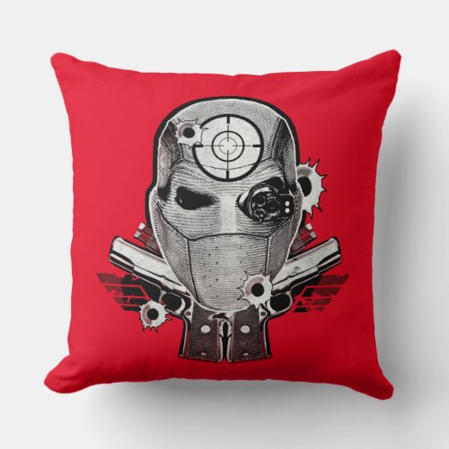 Suicide Squad  Deadshot Mask  Guns Tattoo Art Throw Pillow