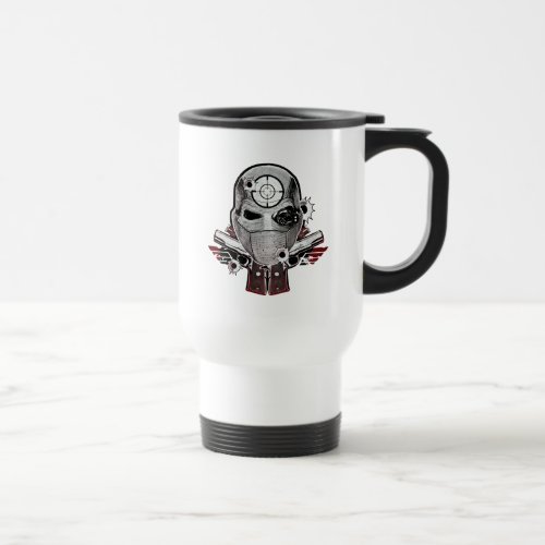 Suicide Squad  Deadshot Mask  Guns Tattoo Art Travel Mug