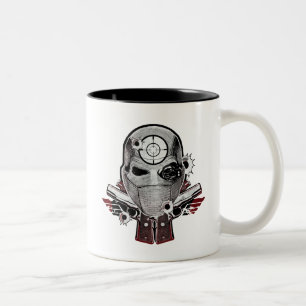 Suicide Squad Deadshot Mask & Guns Tattoo Art Two-Tone Coffee Mug
