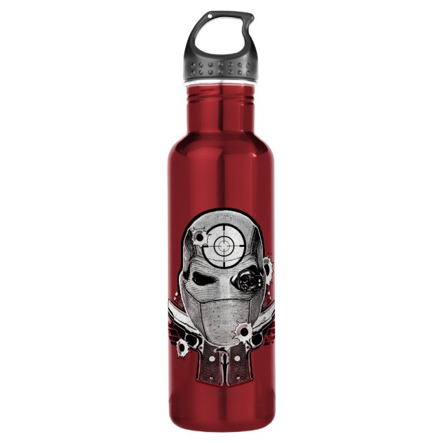 Suicide Squad | Deadshot Mask & Guns Tattoo Art Water Bottle (Front)