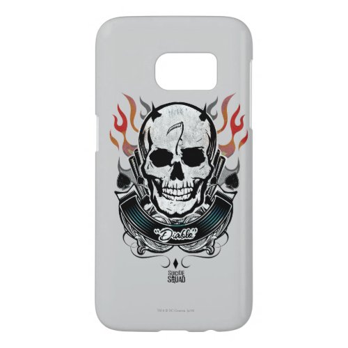 Suicide Squad  Diablo Skull  Flames Tattoo Art Samsung Galaxy S7 Case