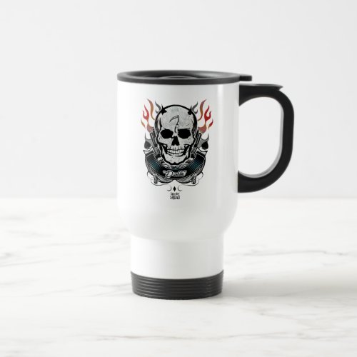 Suicide Squad  Diablo Skull  Flames Tattoo Art Travel Mug