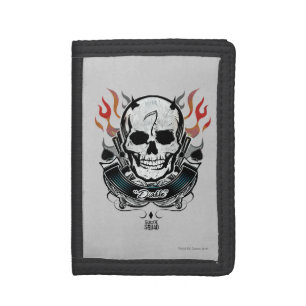 Suicide Squad   Diablo Skull & Flames Tattoo Art Tri-fold Wallet