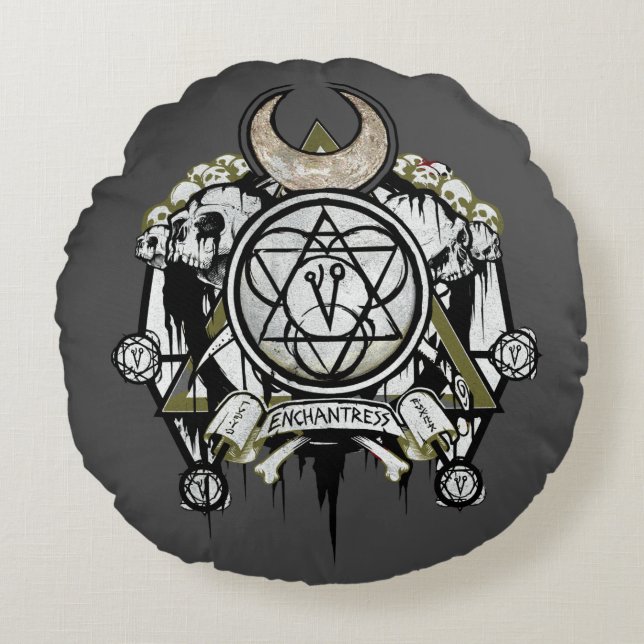 Suicide Squad | Enchantress Symbols Tattoo Art Round Pillow (Front)