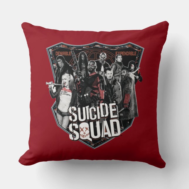 Suicide Squad | Group Badge Photo Throw Pillow (Front)