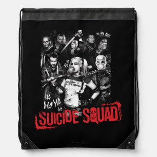 Suicide Squad   Grunge Group Photo Drawstring Bag