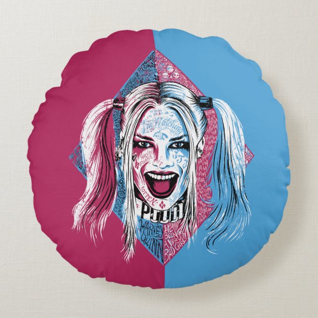 Suicide Squad | Harley Laugh Round Pillow (Front)