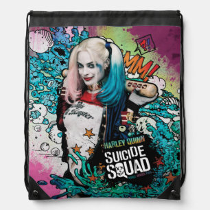 Suicide Squad   Harley Quinn Character Graffiti Drawstring Bag