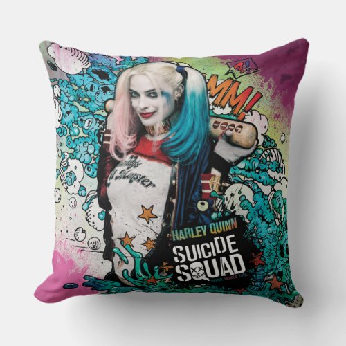 Suicide Squad  Harley Quinn Character Graffiti Throw Pillow