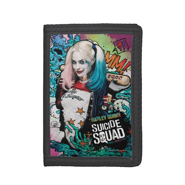 Suicide Squad | Harley Quinn Character Graffiti Tri-fold Wallet (Front Vertical)