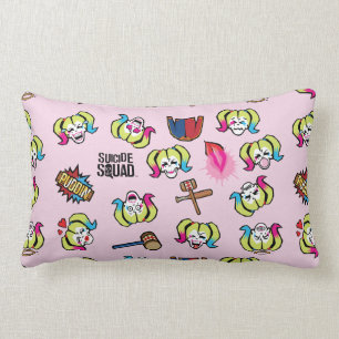 Suicide Squad Harley Quinn Emoji Pattern Lumbar Pillow
