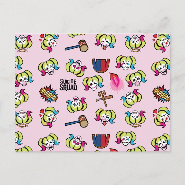 Suicide Squad | Harley Quinn Emoji Pattern Postcard (Front)