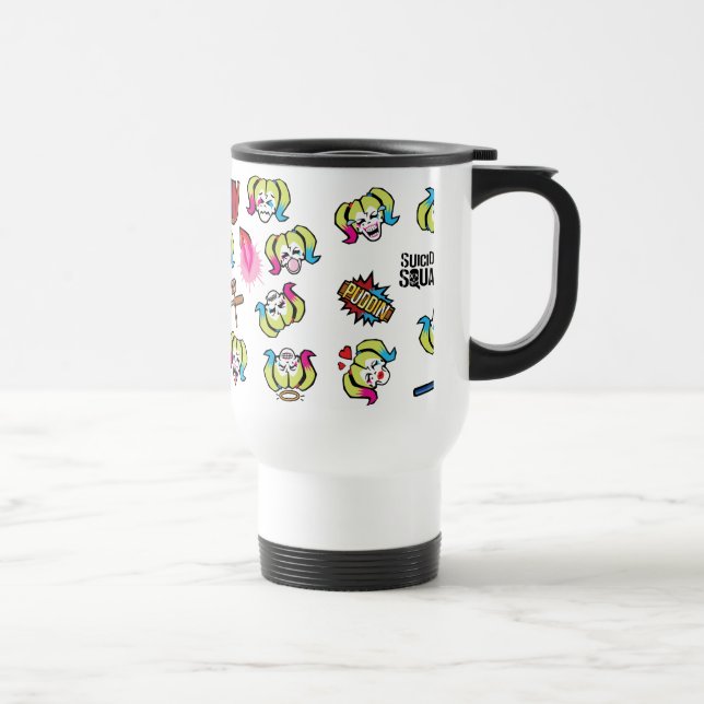 Suicide Squad | Harley Quinn Emoji Pattern Travel Mug (Right)