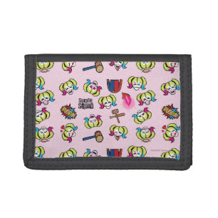 Suicide Squad   Harley Quinn Emoji Pattern Tri-fold Wallet