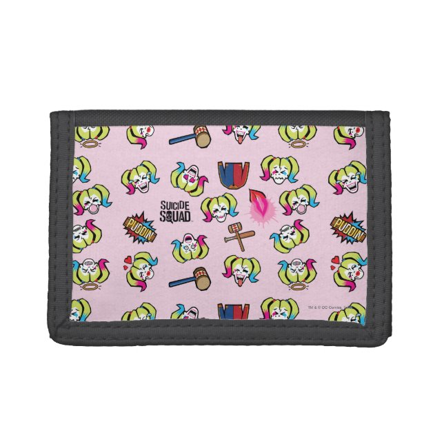 Suicide Squad | Harley Quinn Emoji Pattern Tri-fold Wallet (Front)