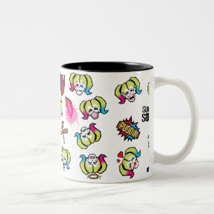 Suicide Squad Harley Quinn Emoji Pattern Two-Tone Coffee Mug
