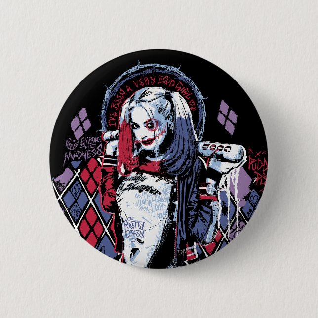 Suicide Squad | Harley Quinn Inked Graffiti Button (Front)